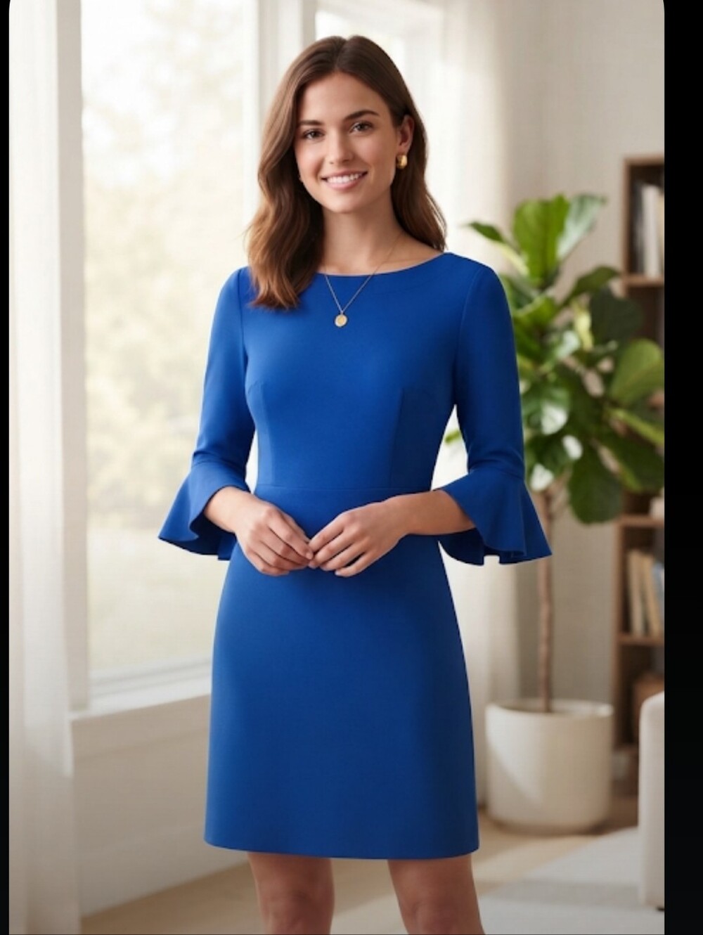 Banana Republic Women's Royal Blue Bell-Sleeve Dress